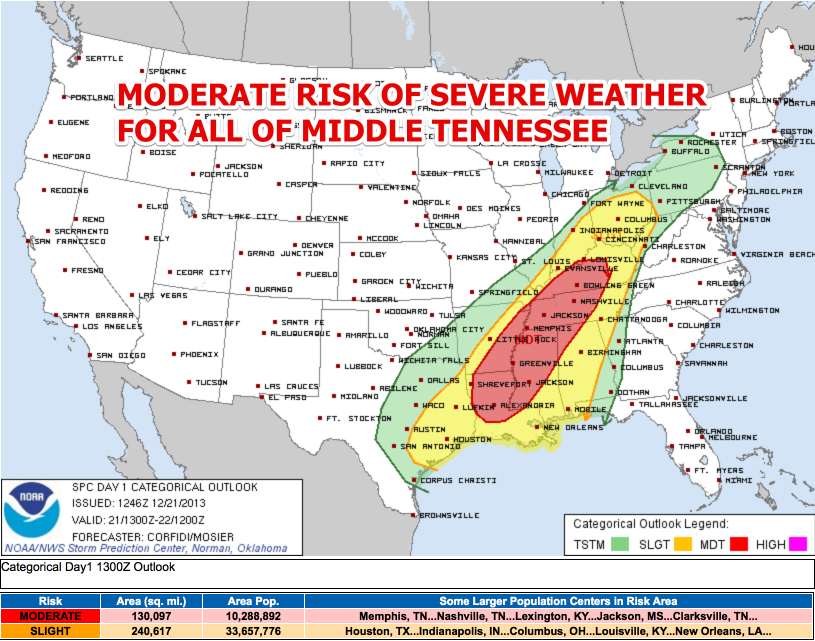 Storm Prediction Center Dec 21, 2013 1300 UTC Day 1 Convective Outlook 2013-12-21 08-47-30