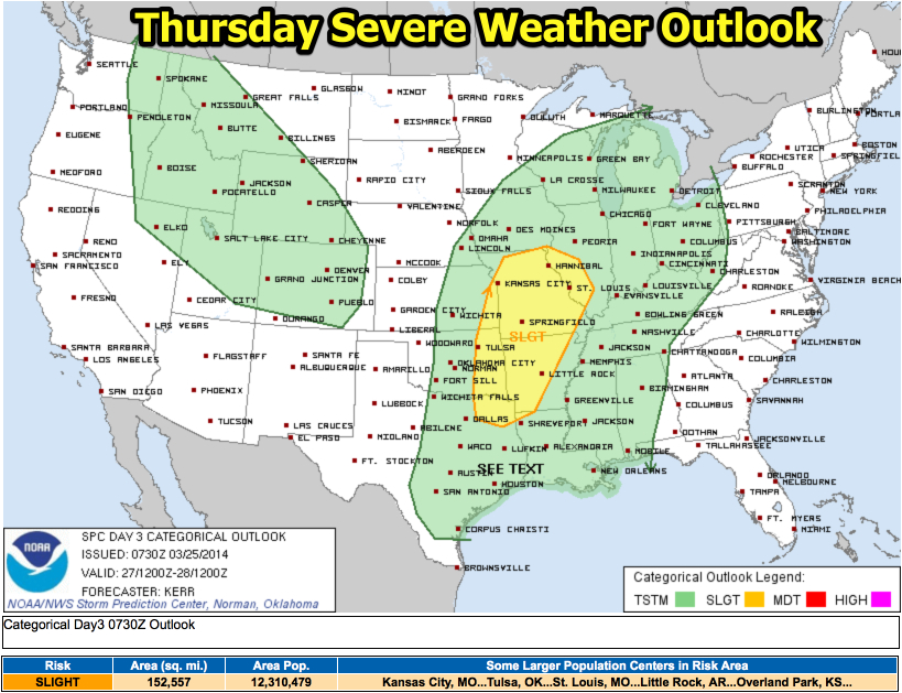 Storm Prediction Center Mar 25, 2014 0730 UTC Day 3 Severe Thunderstorm Outlook 2014-03-25 12-29-54 2014-03-25 12-35-16