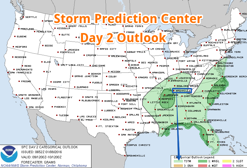 Storm Prediction Center Jan 8, 2016 0700 UTC Day 2 Convective Outlook 2016-01-08 07-58-36