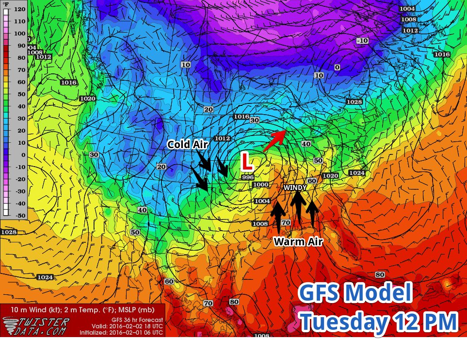 TUESDAY GFS 12 PM